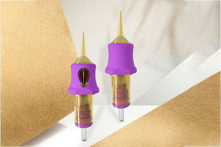 Dragon Pestle Tattoo Cartridge Needles With Purple TPE Soft Cover Gold Cartridge