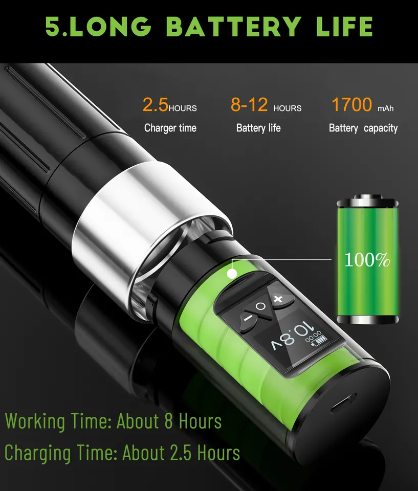 Premium Motor Wireless Tattoo Pen Working 8-10 Hours Rechargeable Tattoo Machine Pen